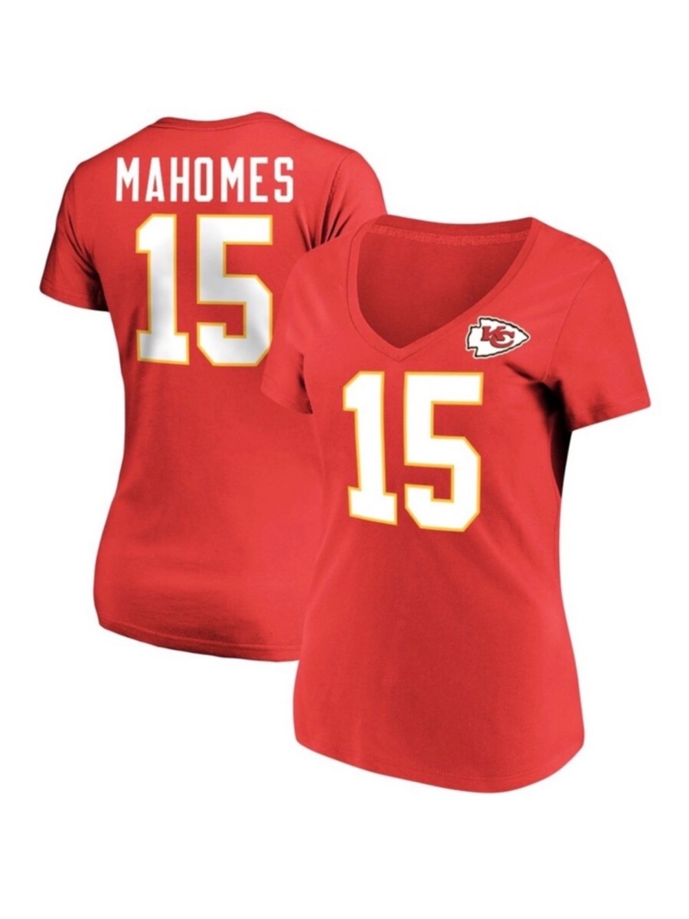 Fanatics Patrick Mahomes Kansas City Chiefs V-Neck Red T-Shirt Womens Size XXL